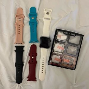 Apple Watch Series 3 38mm Aluminum w/ bumper cases and watch bands
